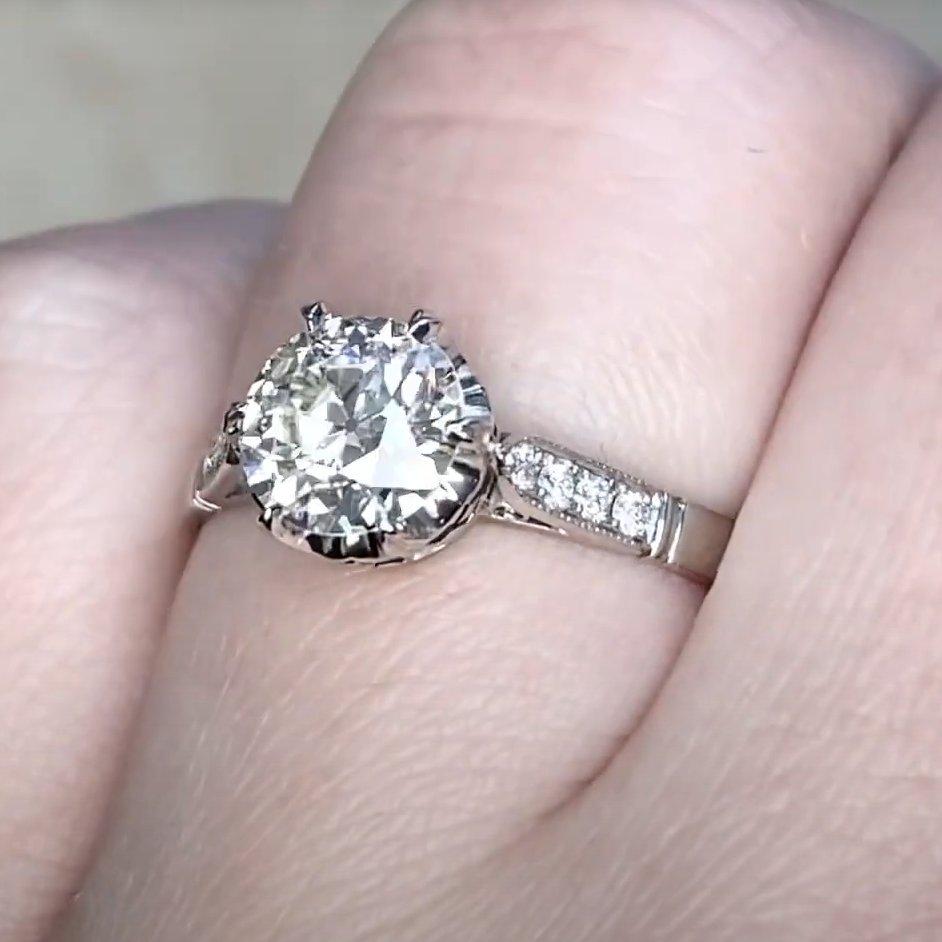 Vintage Old European Cut Diamant (GIA ca. 1,10 Karat) Ring, Platin Damen im Angebot