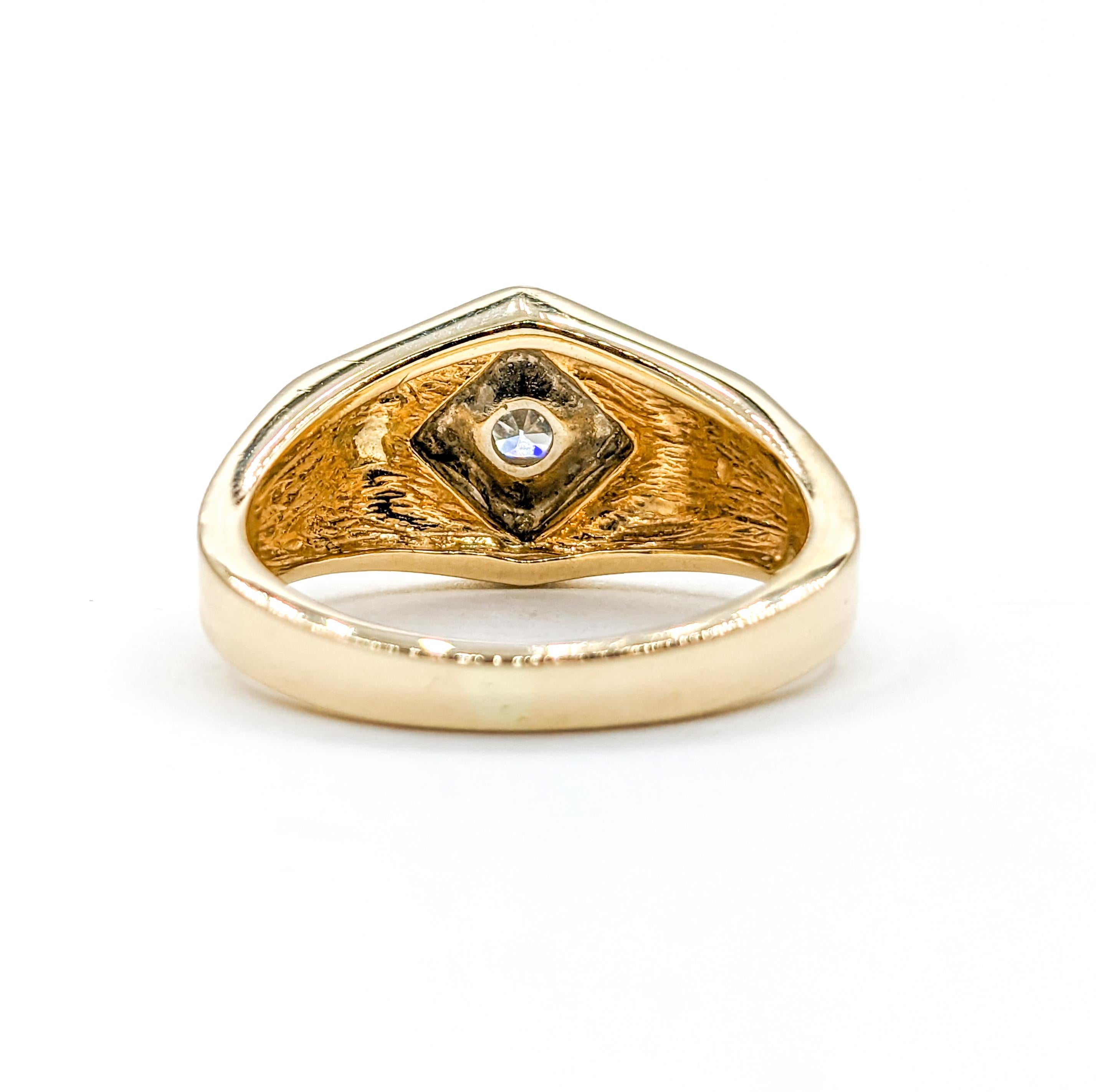 Vintage Old European Cut Diamond Men's Ring in Gold In Excellent Condition For Sale In Bloomington, MN