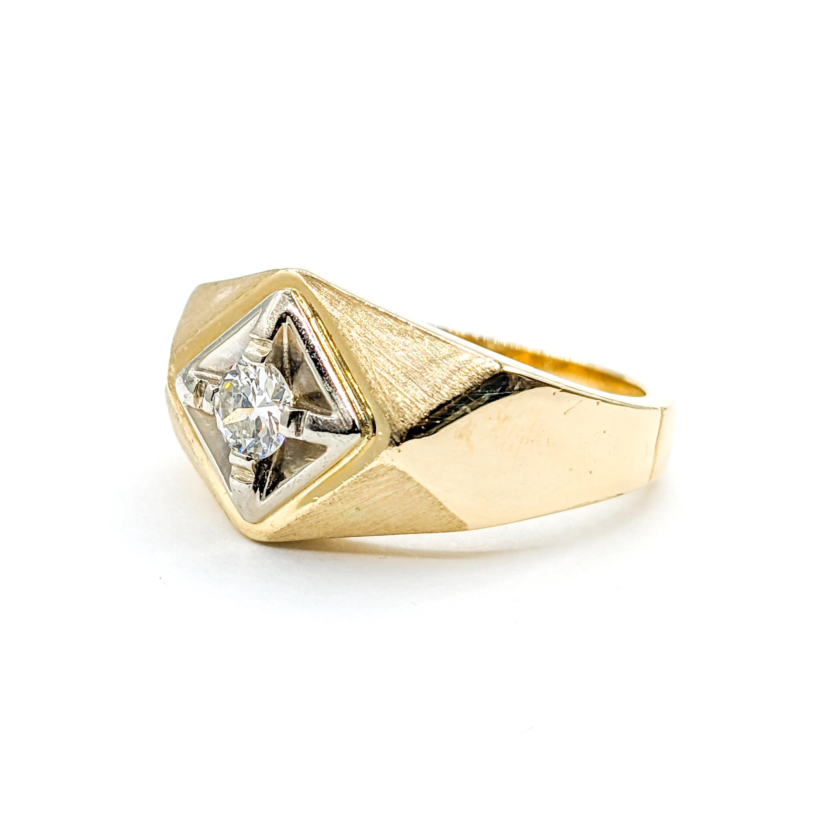 Vintage Old European Cut Diamond Men's Ring in Gold For Sale 2