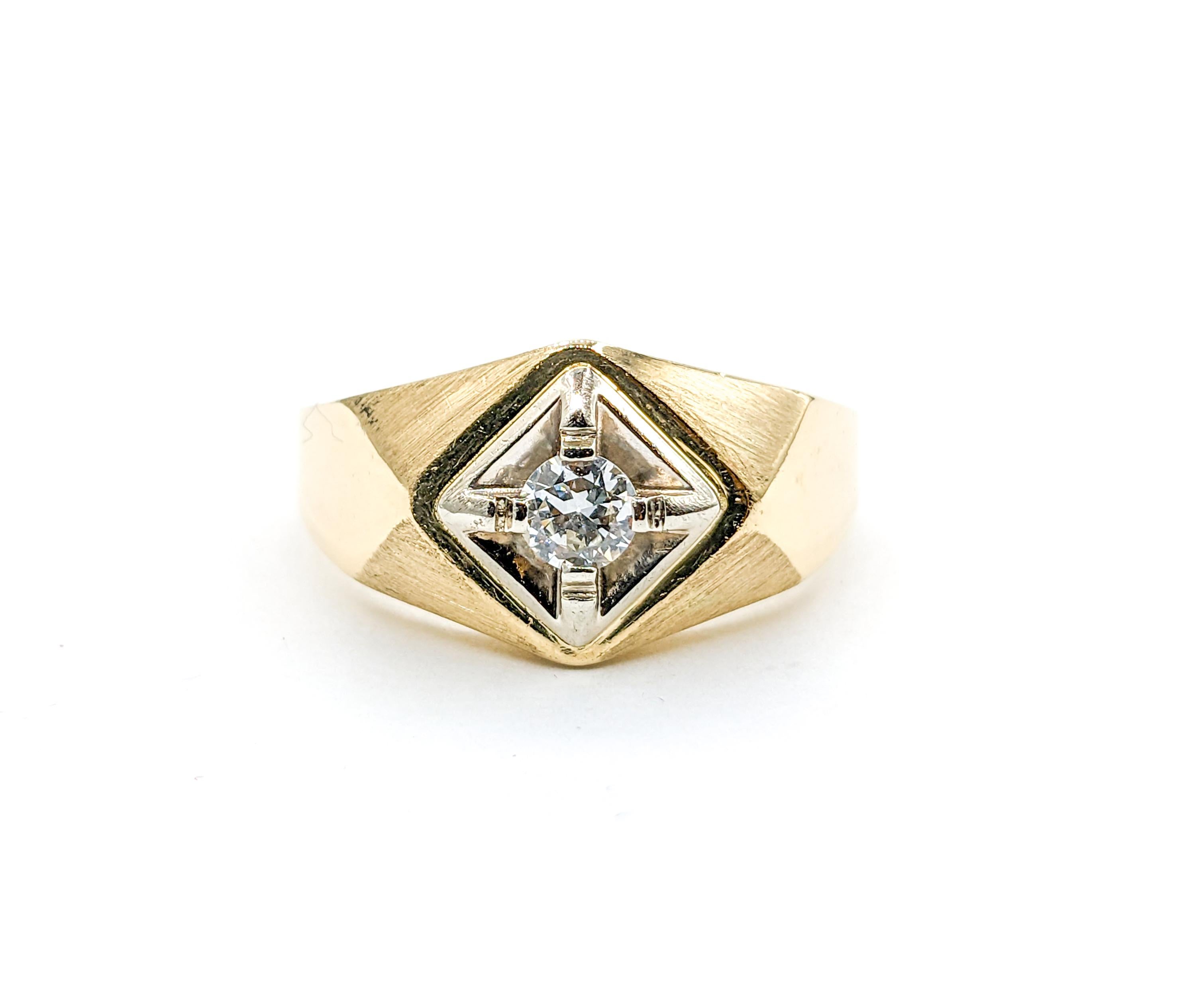 Vintage Old European Cut Diamond Men's Ring in Gold For Sale 3