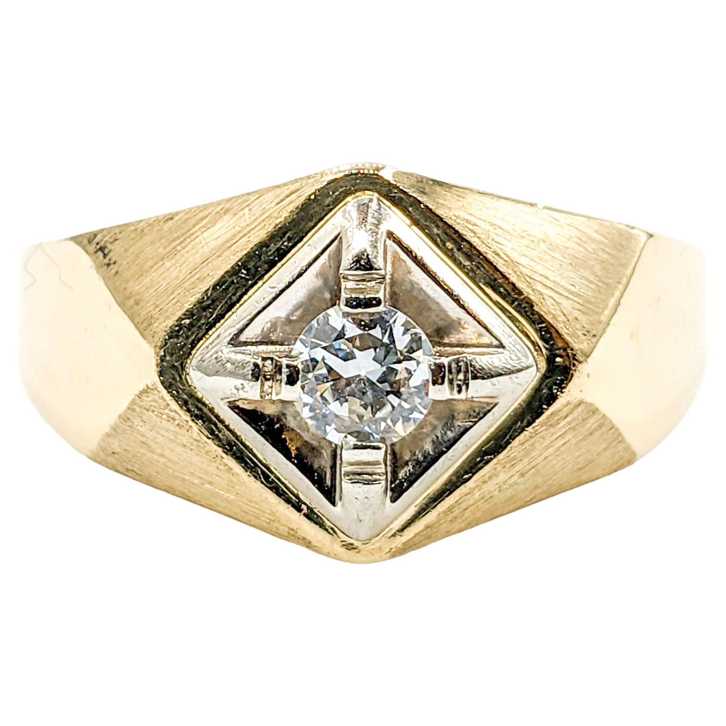 Vintage Old European Cut Diamond Men's Ring in Gold For Sale