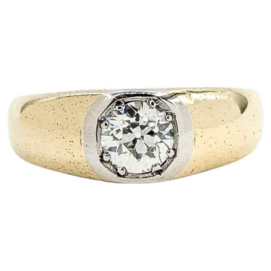 Vintage Old European Cut Diamond Ring in 14k Two-Tone Gold