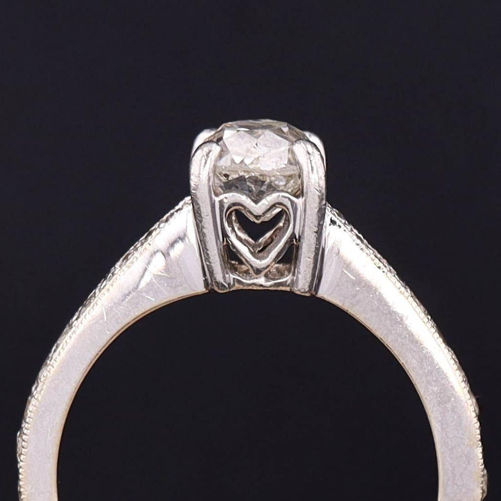 Vintage Old European Cut Diamantring aus 14k Weißgold Damen im Angebot