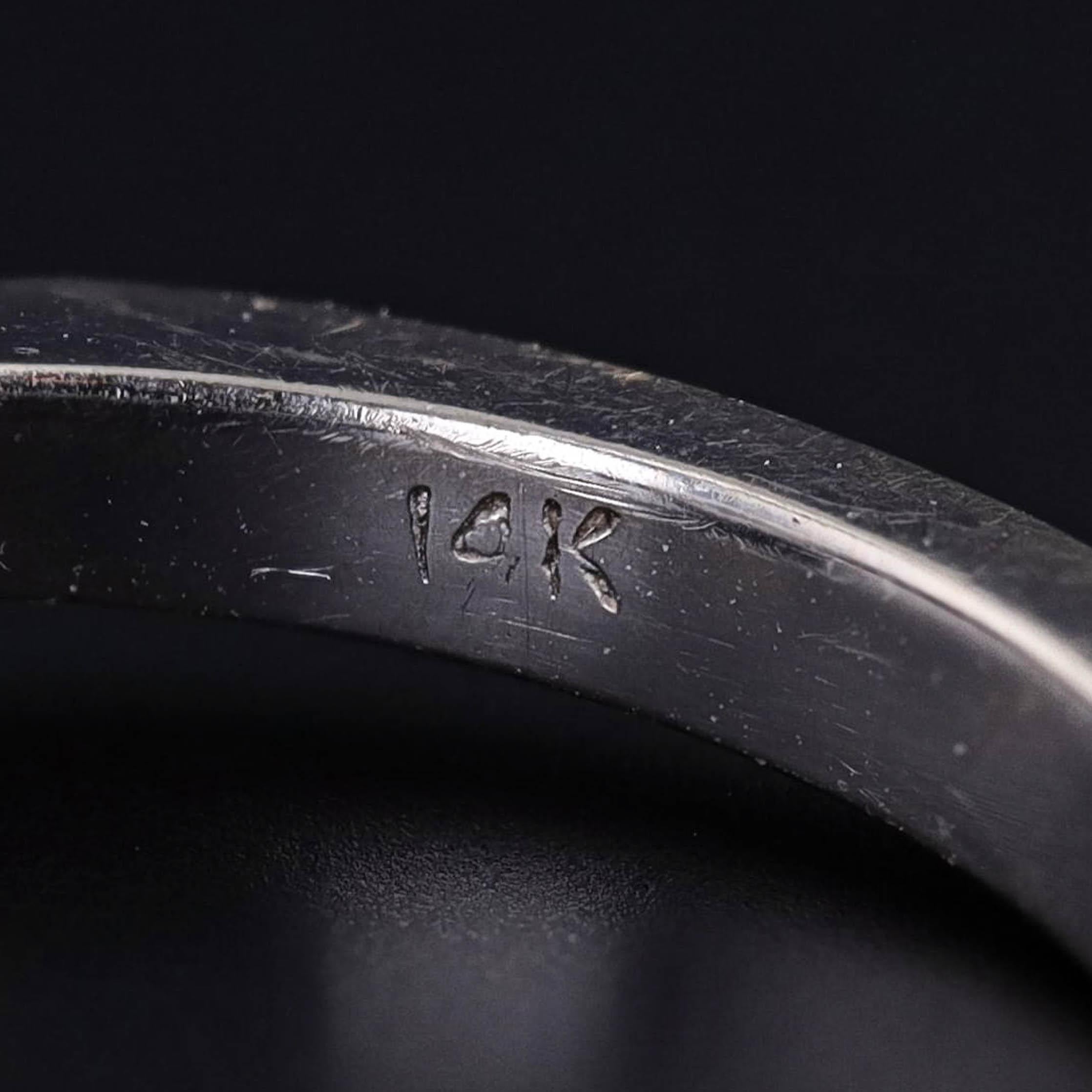 Anello vintage con diamante a taglio europeo in oro bianco 14 carati in vendita 1