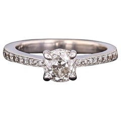 Vintage Old European Cut Diamond Ring of 14k White Gold