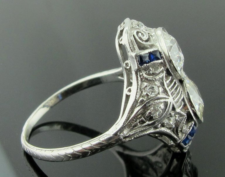 Vintage Old European Cut Diamond Ring Set In Platinum Circa 1920 For Sale At 1stdibs