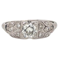 Vintage Old European Diamond and 14k White Gold Ring