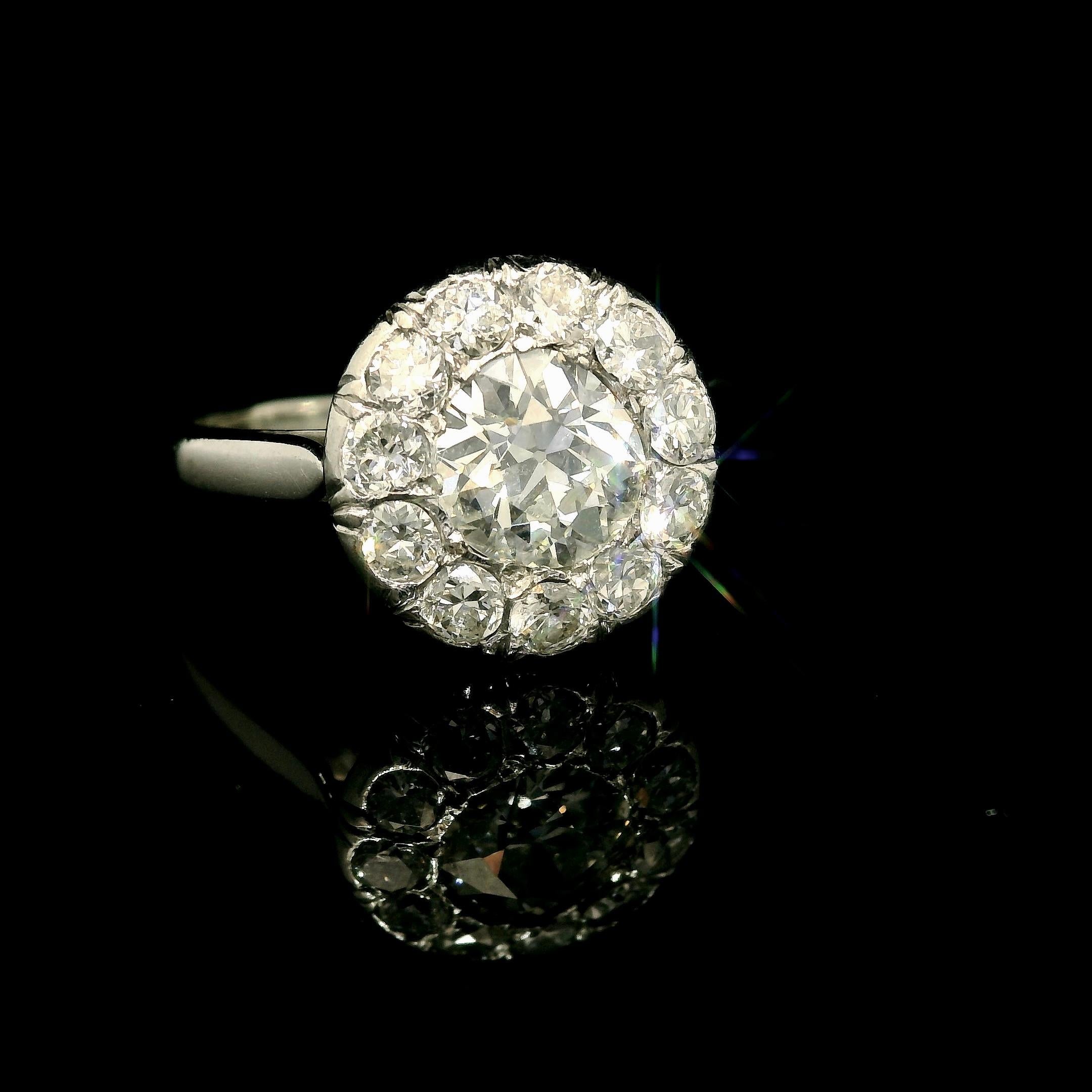 Vintage Alteuropäischer Diamant-Cluster-Ring mit Diamanten (Art déco)