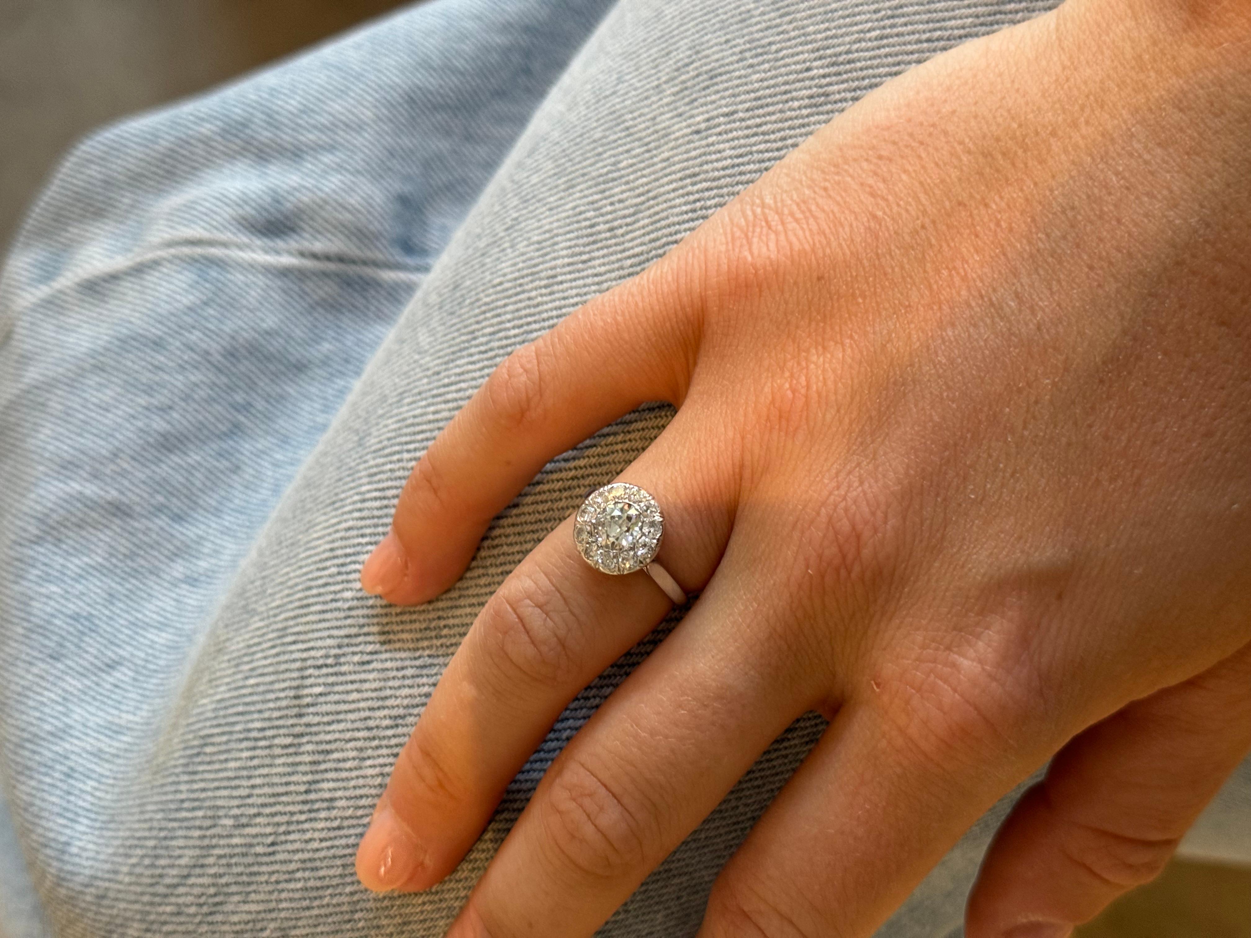 Vintage Alteuropäischer Diamant-Cluster-Ring mit Diamanten für Damen oder Herren