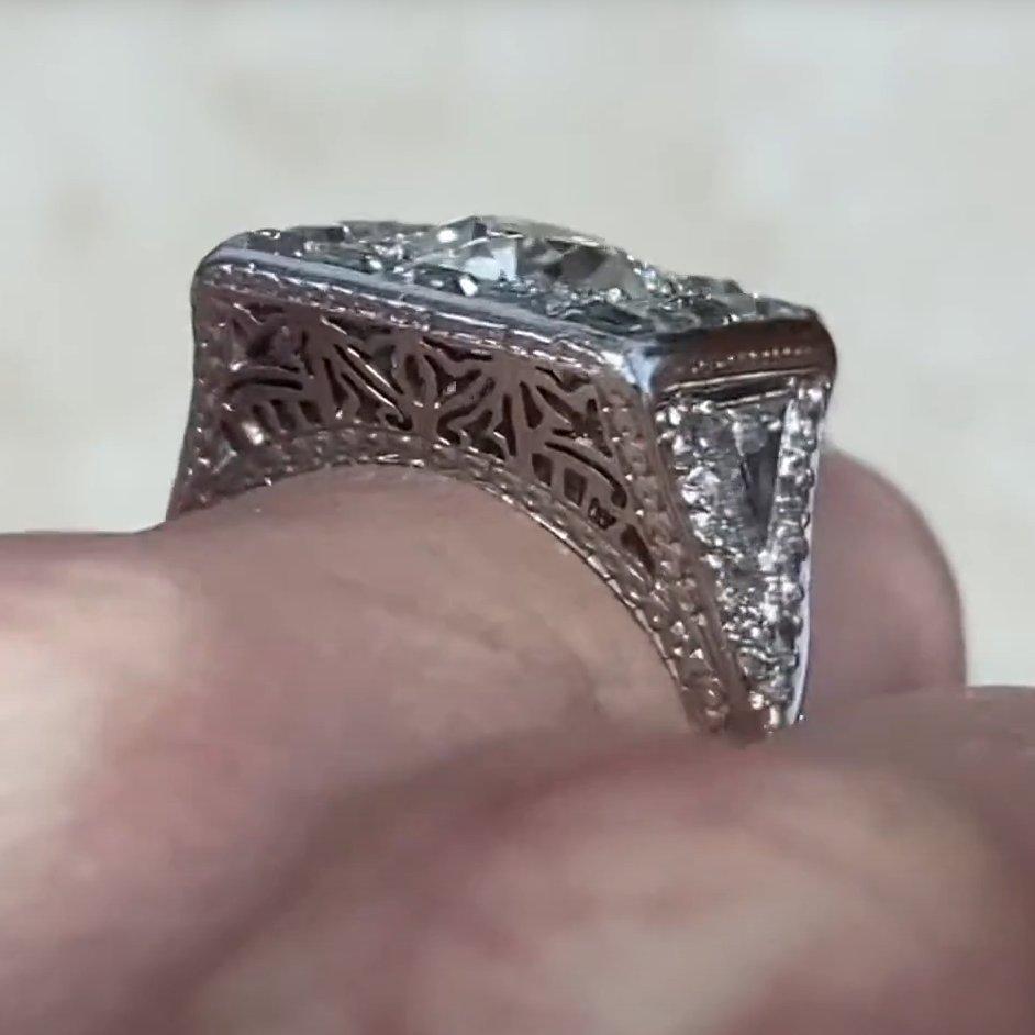 Anello di fidanzamento con diamante europeo antico vintage (circa 1,70 carati), platino In condizioni ottime in vendita a New York, NY