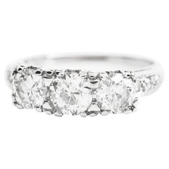 Vintage Old European Diamond Gold Three Stone Engagement Ring