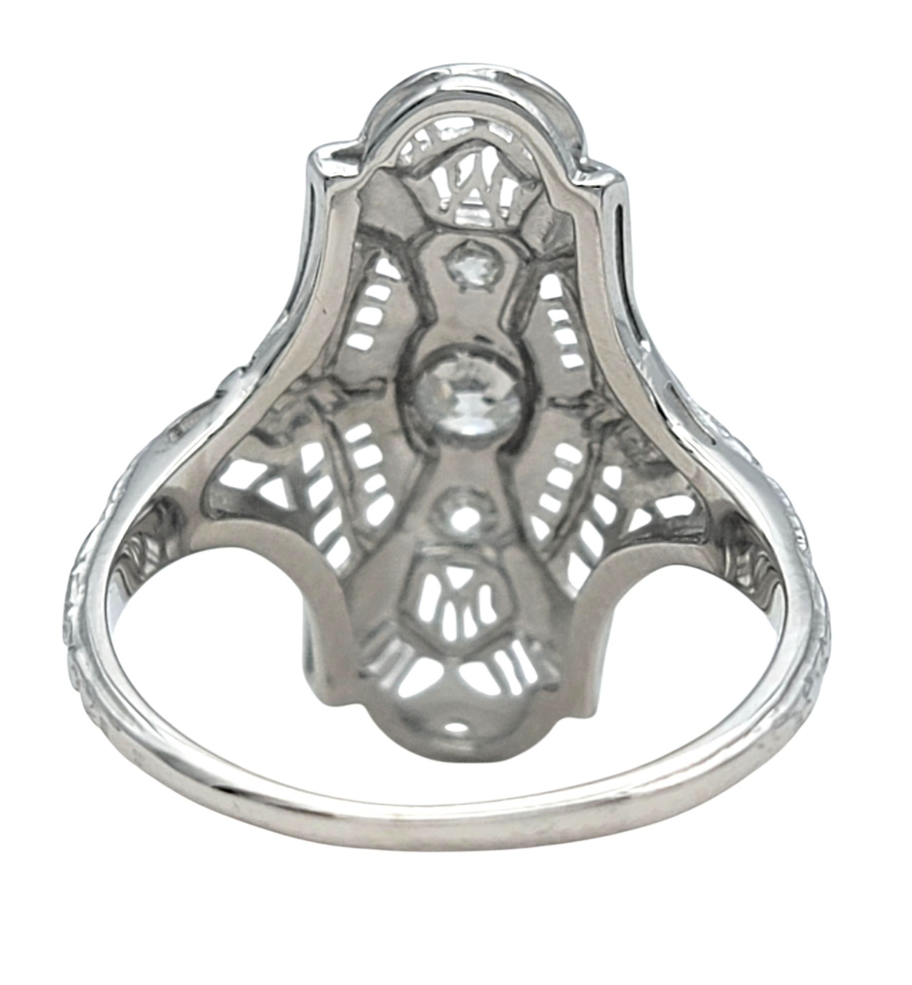 Vintage Old European & Old Mine Cut Diamant Filigran Ring in 18 Karat Weißgold (Alteuropäischer Schliff) im Angebot