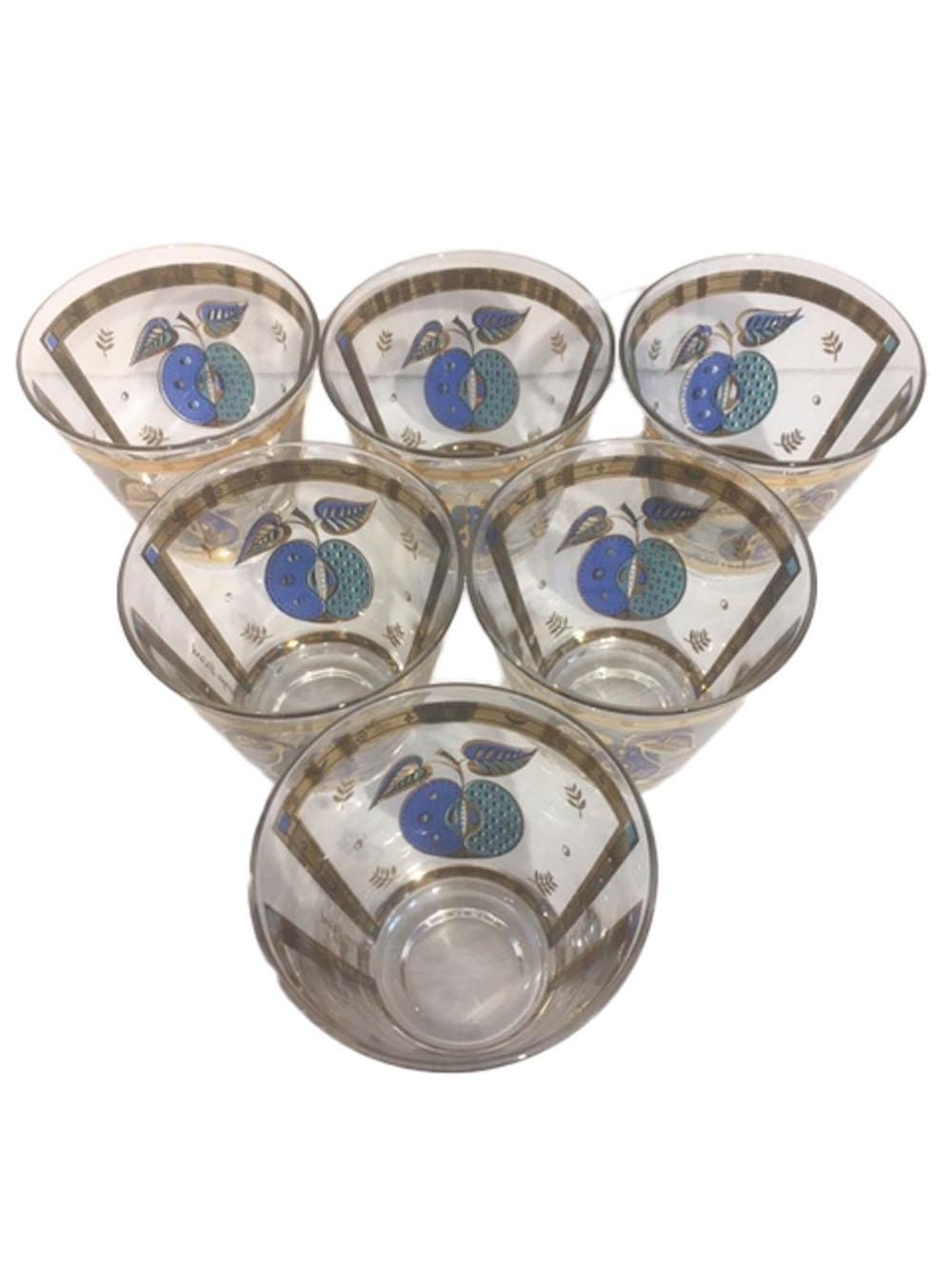 Mid-Century Modern Vintage Old Fashioned Glasses by Georges Briard in the Forbidden Fruit Pattern