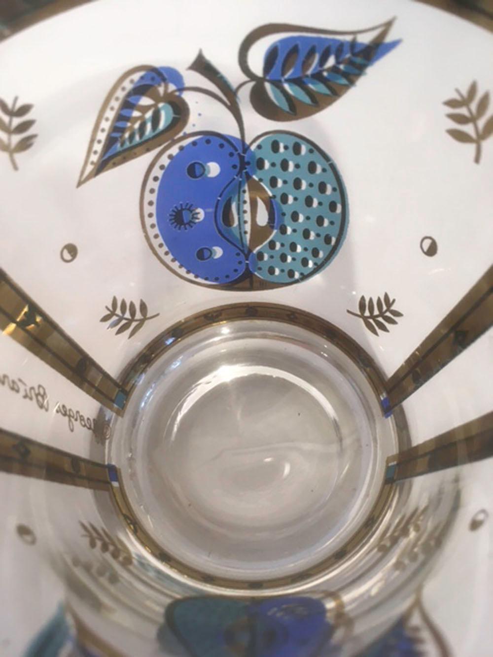 Enameled Vintage Old Fashioned Glasses by Georges Briard in the Forbidden Fruit Pattern