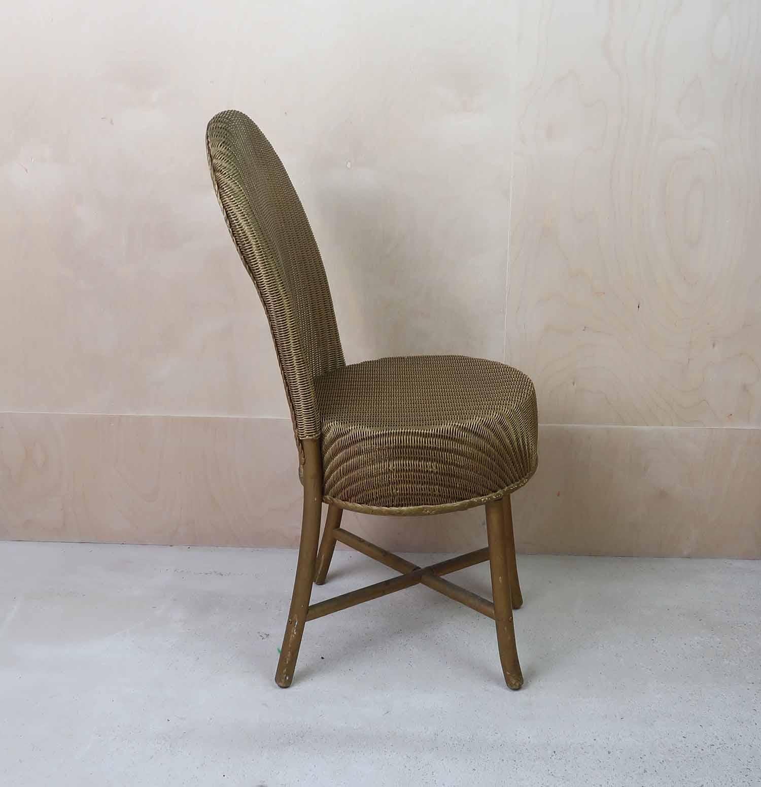 Art Déco Sedia Lloyd Loom vintage dipinta in oro. Inglese C.1930 in vendita