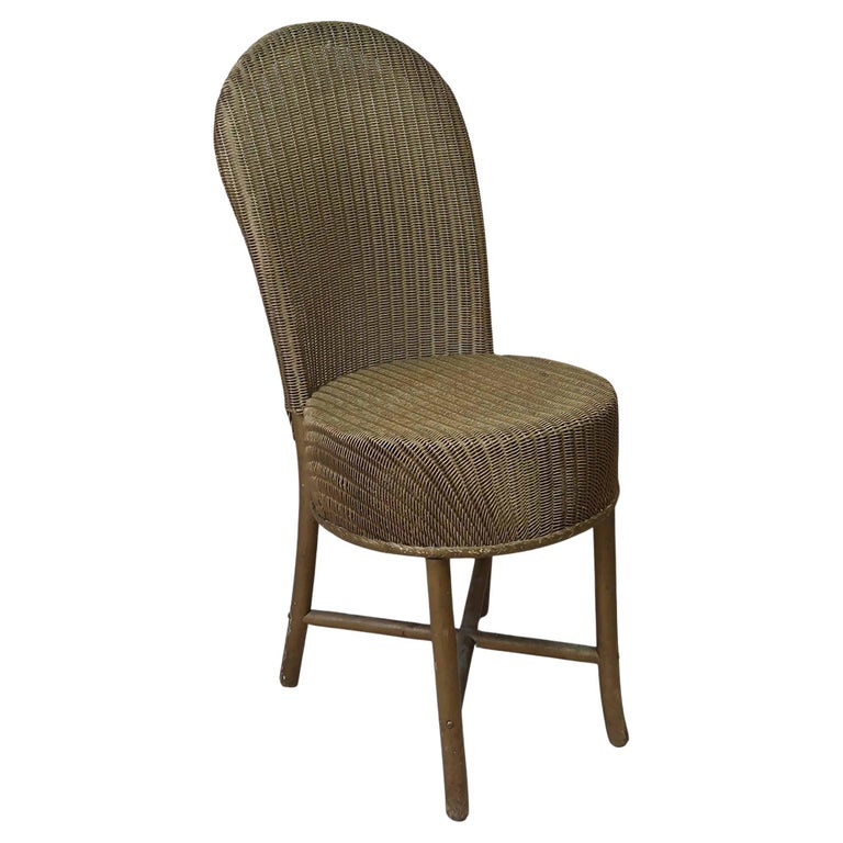 Vintage Old Gold Painted Lloyd Loom Chair. English C.1930 For Sale 