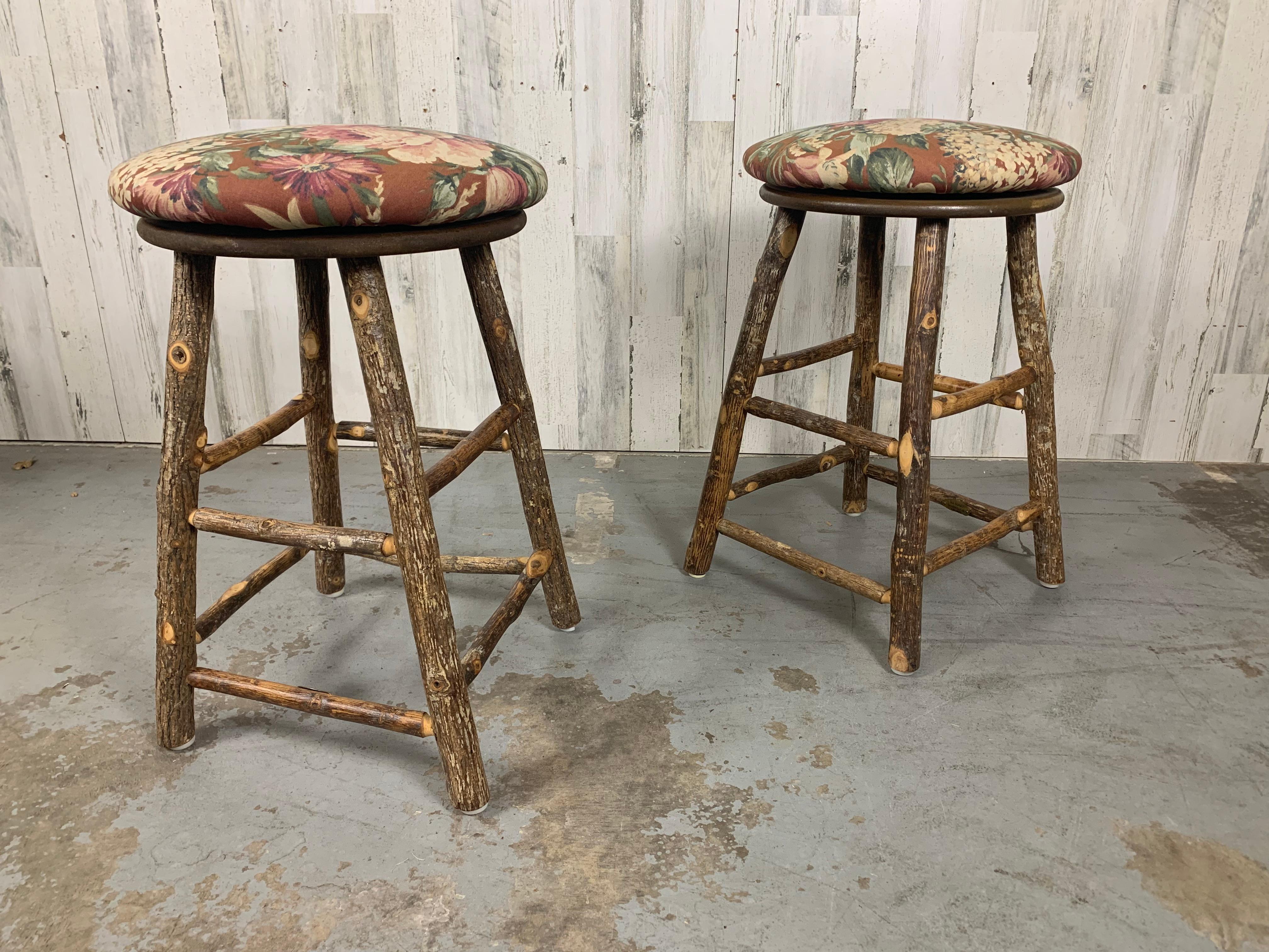 Rustic Vintage Old Hickory Counter Stools For Sale