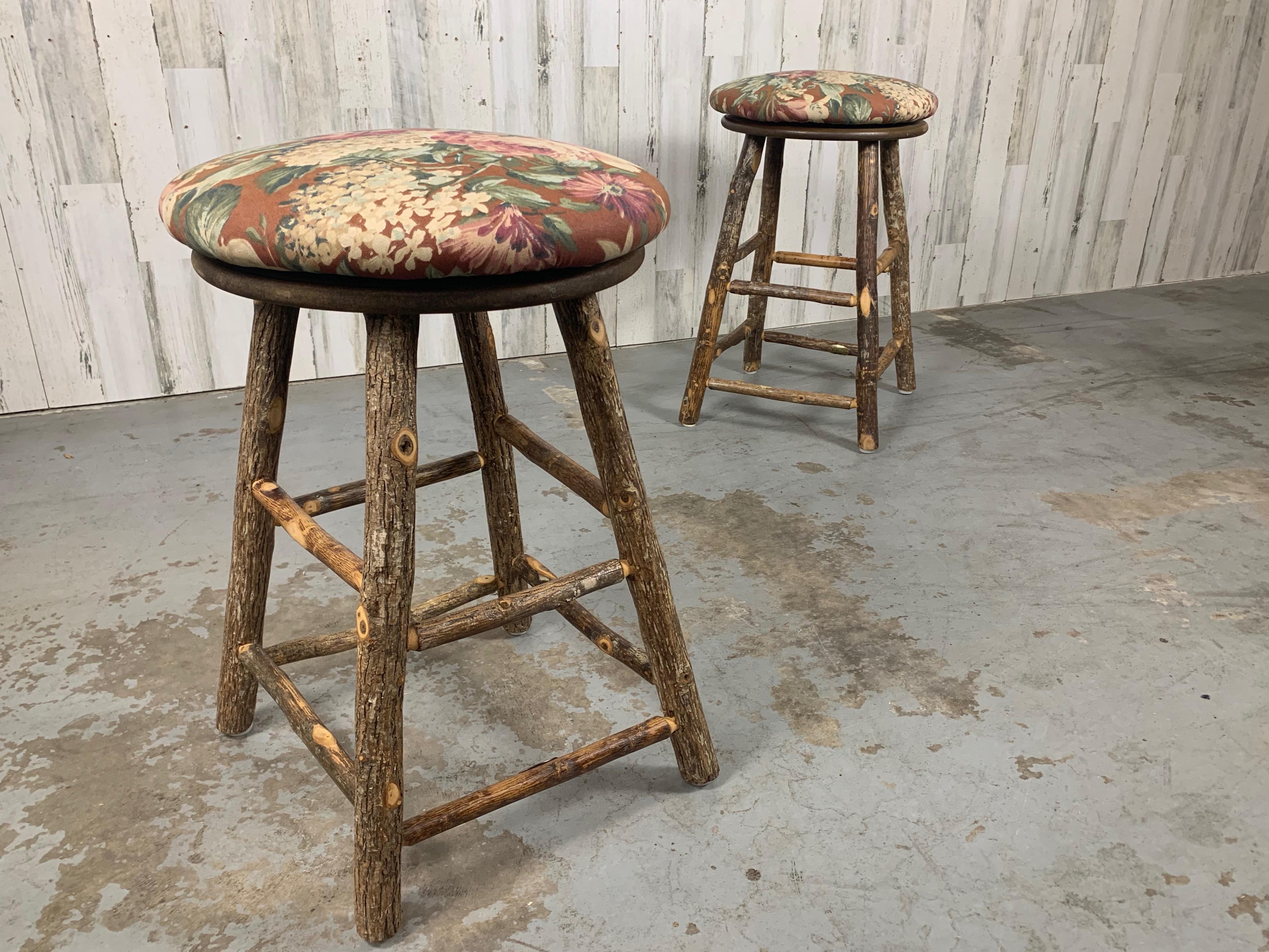 20th Century Vintage Old Hickory Counter Stools For Sale