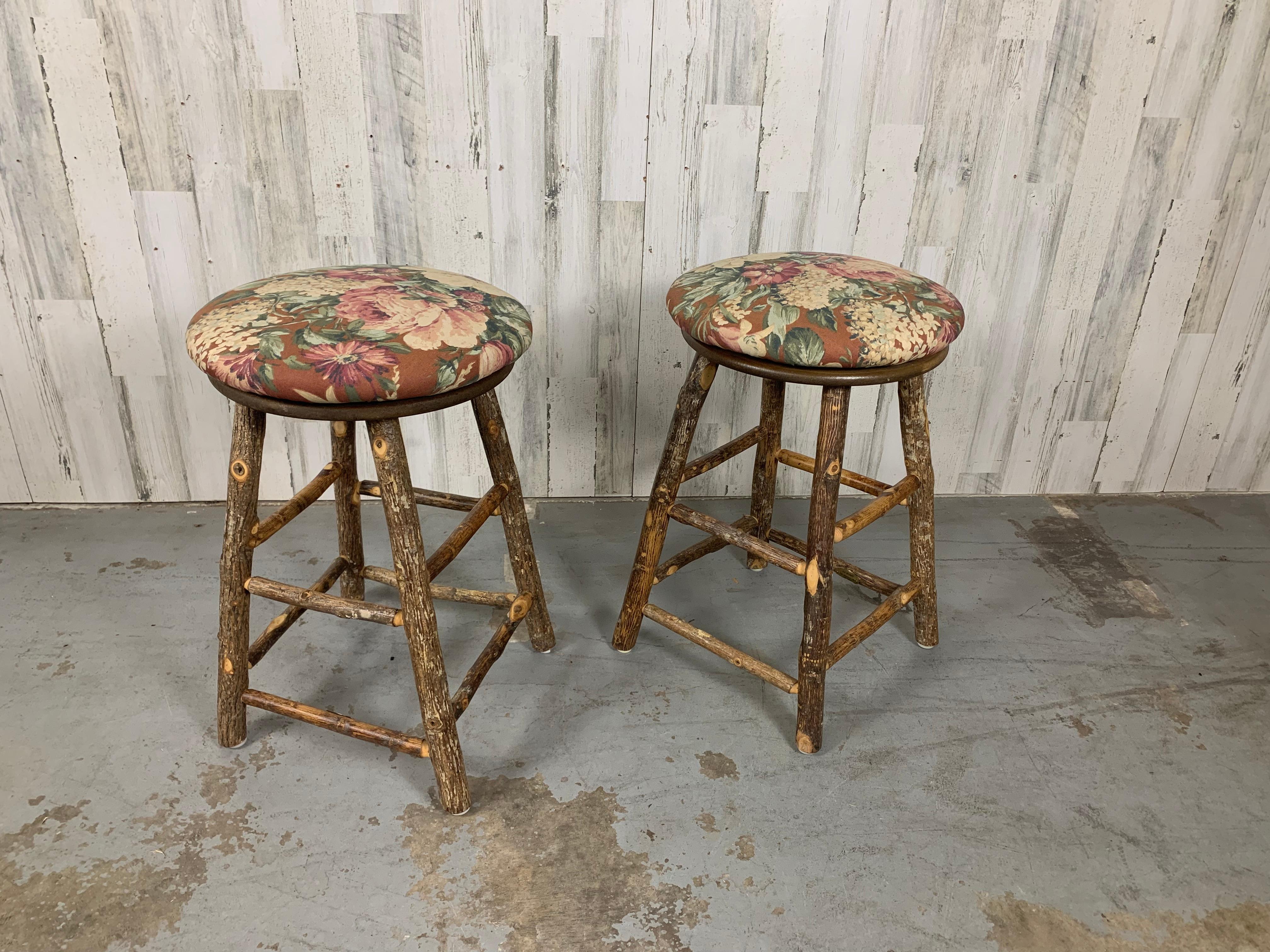 Upholstery Vintage Old Hickory Counter Stools For Sale