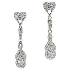 Vintage Old Hollywood Glam 2.66 Carat Diamond Dangle Earrings