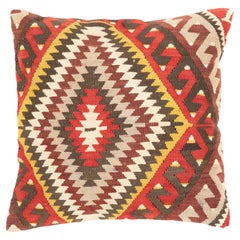 Vintage & Old Kilim Cushion Cover, Anatolian Yastik Turkish Modern Pillow 3842
