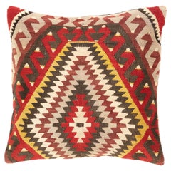 Vintage & Old Kilim Cushion Cover, Anatolian Yastik Turkish Modern Pillow 3847