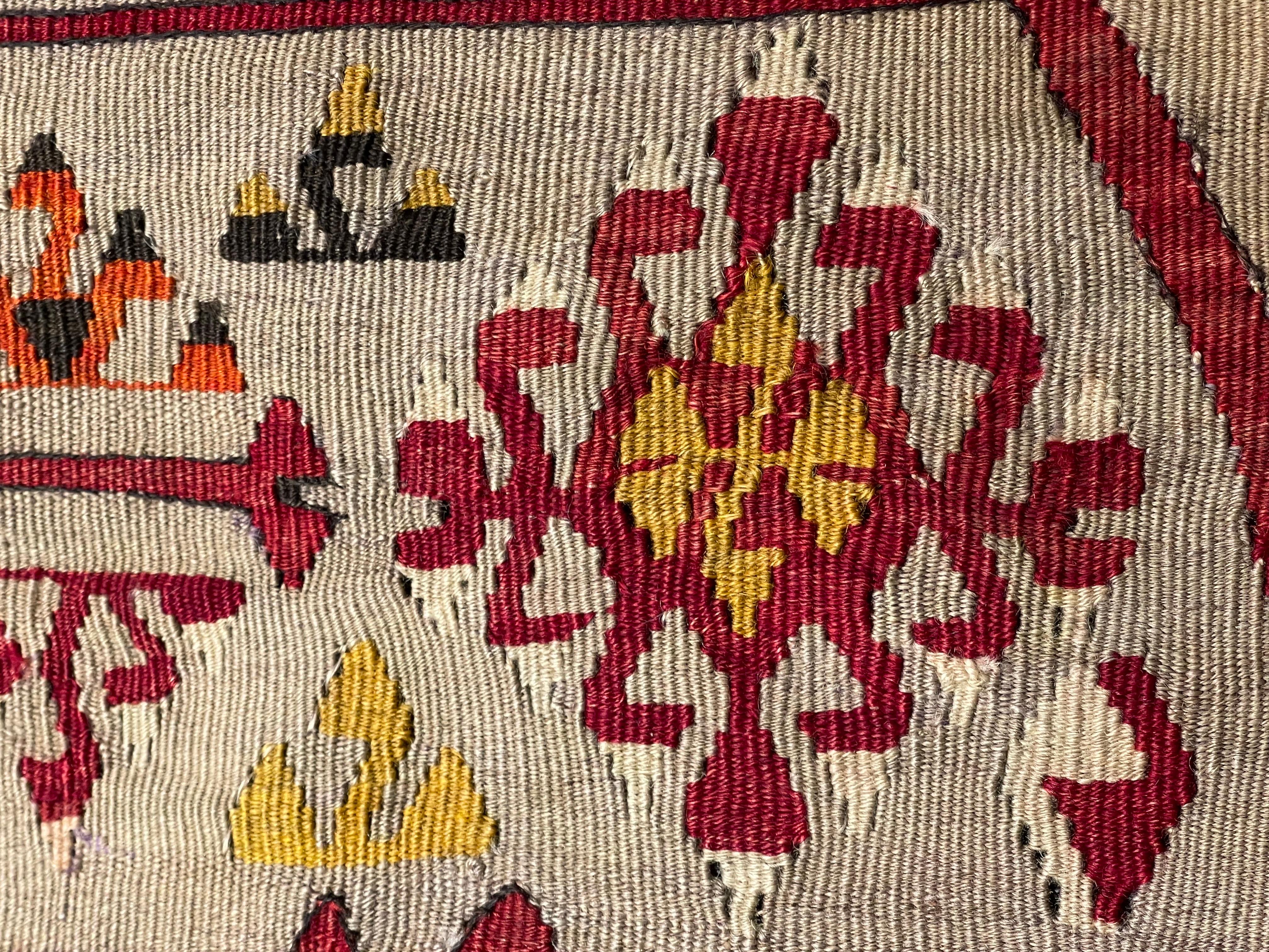 Turc Coussin Kilim vintage et ancien, coussin moderne turc d'Anatolie Yastik 4185 en vente