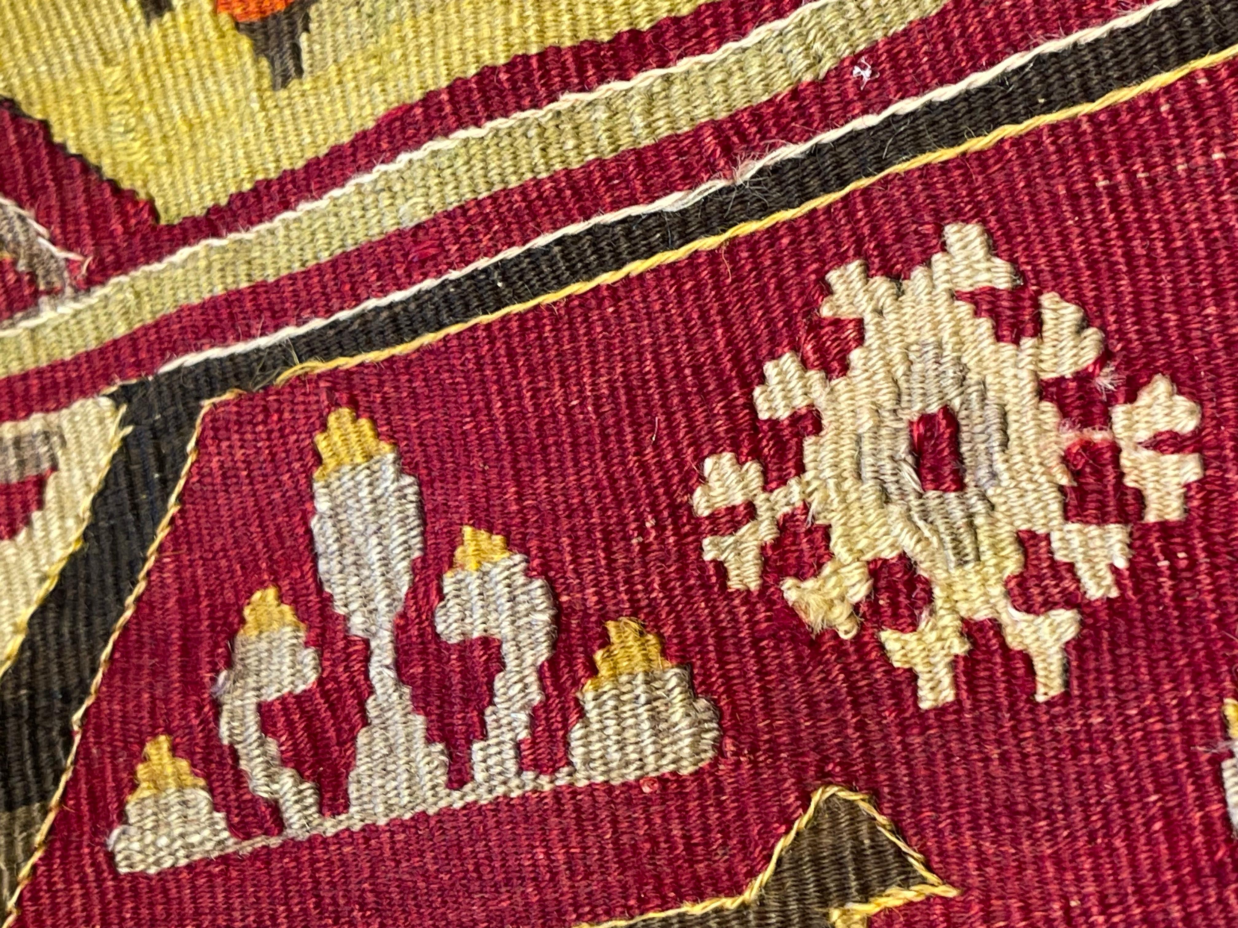 Hand-Woven Vintage & Old Kilim Cushion Cover, Anatolian Yastik Turkish Modern Pillow 4194 For Sale
