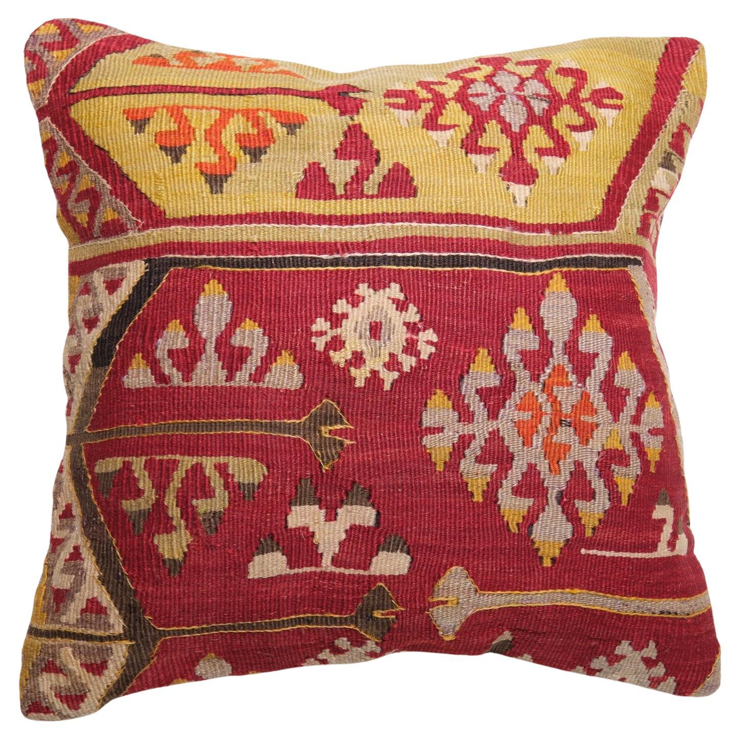 Vintage & Old Kilim Cushion Cover, Anatolian Yastik Turkish Modern Pillow 4194 For Sale