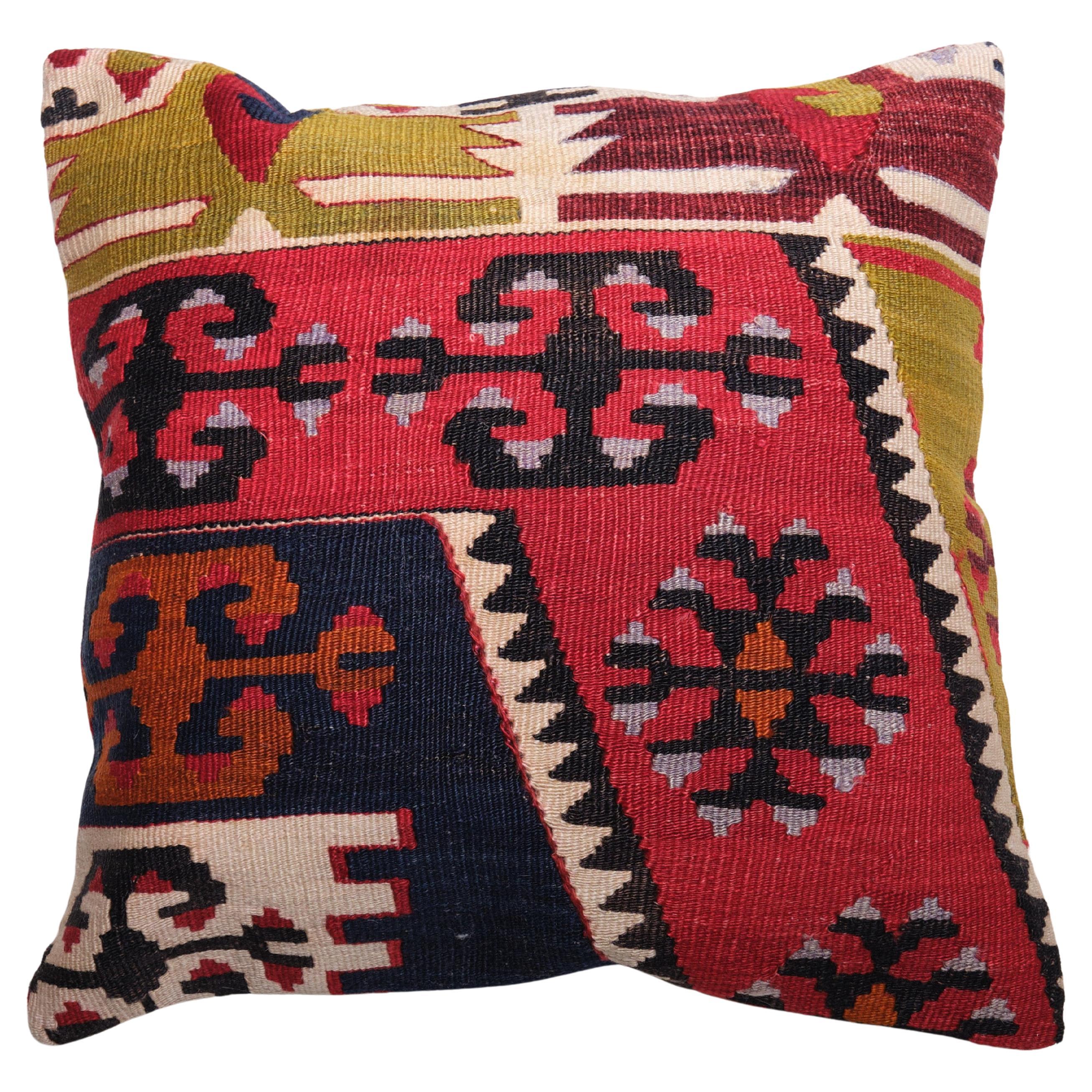 Vintage & Old Kilim Cushion Cover, Anatolian Yastik Turkish Modern Pillow 4215