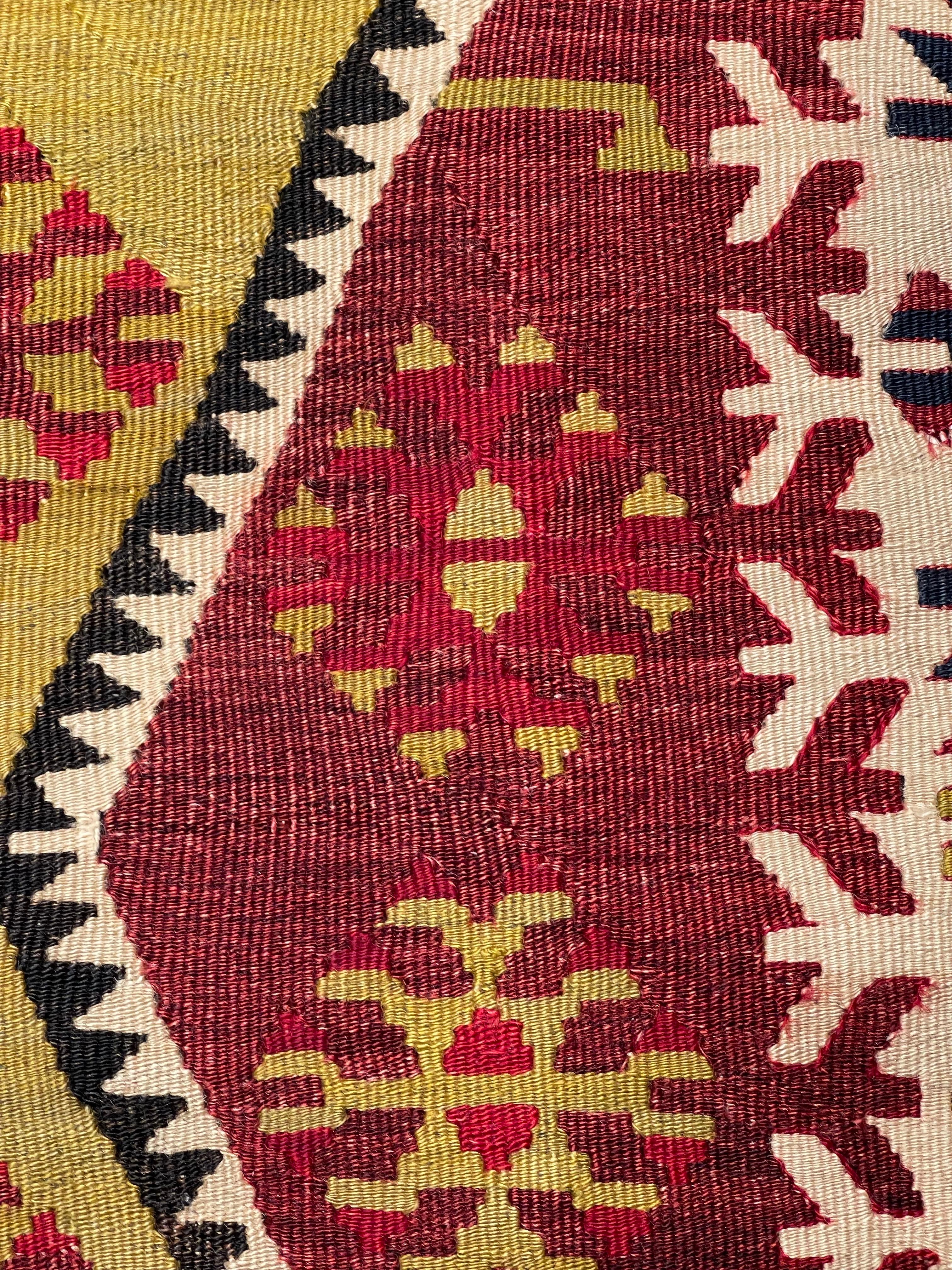 Hand-Woven Vintage & Old Kilim Cushion Cover, Anatolian Yastik Turkish Modern Pillow 4218 For Sale