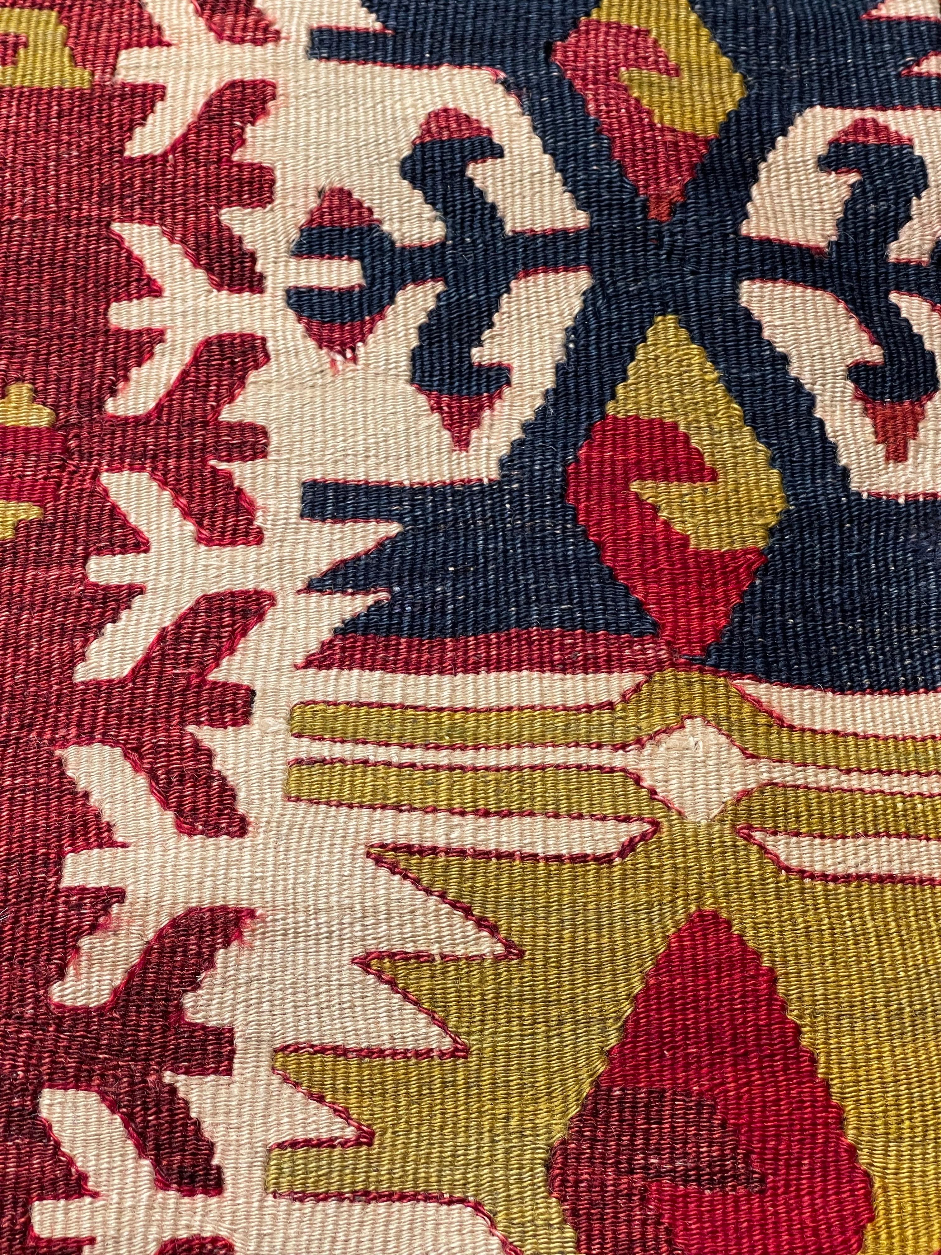 Vintage & Old Kilim Cushion Cover, Anatolian Yastik Turkish Modern Pillow 4218 In Good Condition For Sale In Tokyo, JP