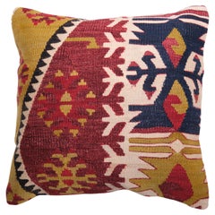 Funda de Cojín Kilim Vintage y Antiguo, Cojín Moderno Turco Yastik de Anatolia 4218