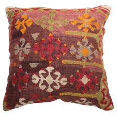 Vintage & Old Kilim Cushion Cover, Anatolian Yastik Turkish Modern Pillow 4219