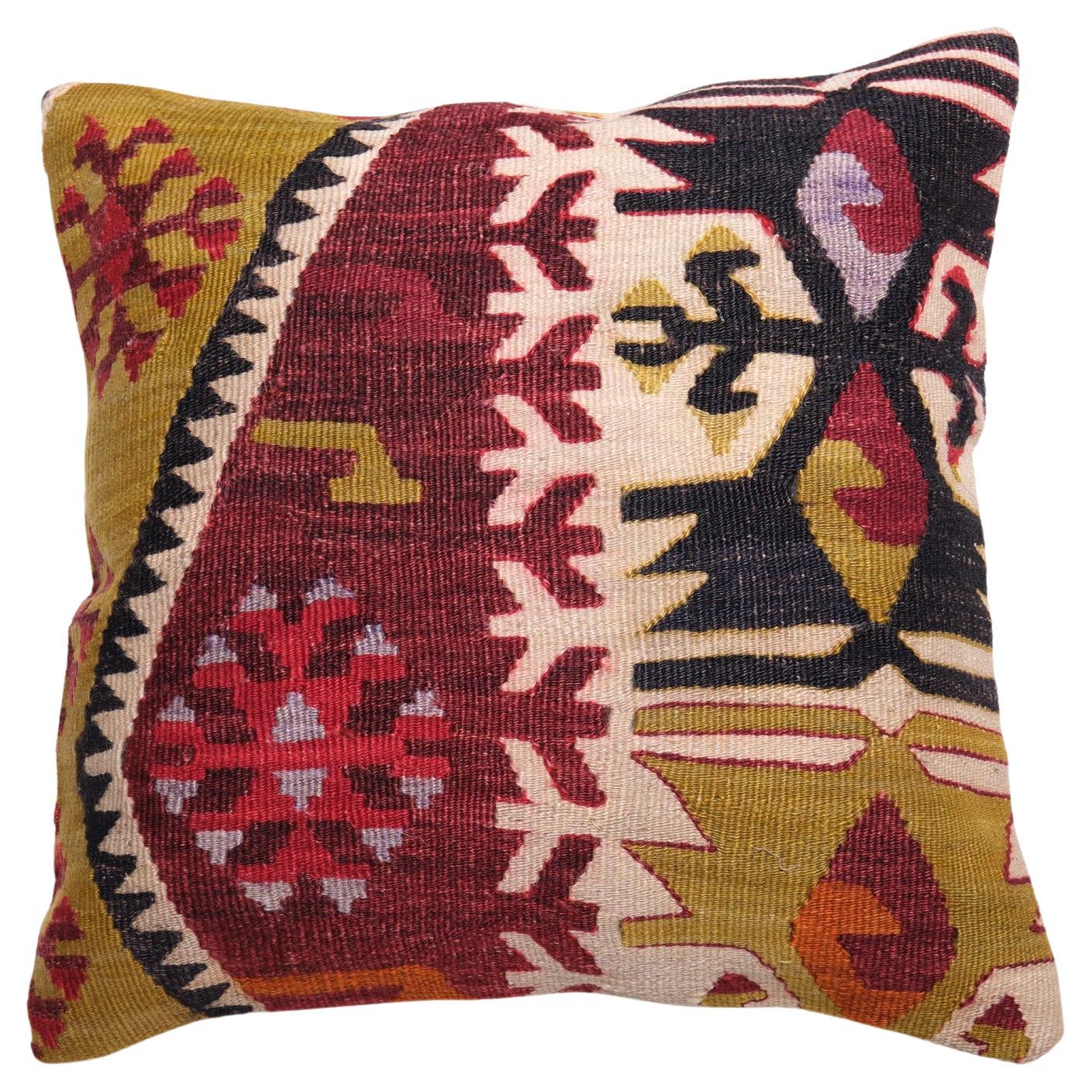 Türkisches modernes Yastik-Kissen im Vintage-Stil mit altem Kelim-Kissen, 4222 im Angebot