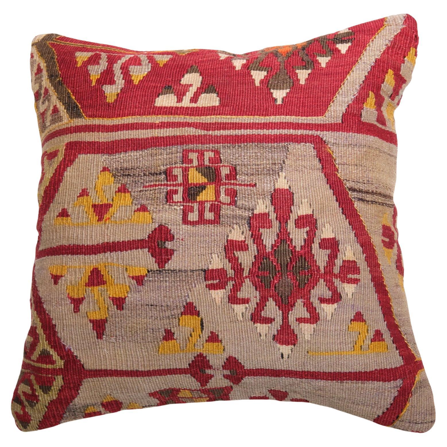 Coussin Kilim vintage et ancien, coussin moderne turc d'Anatolie Yastik 4223