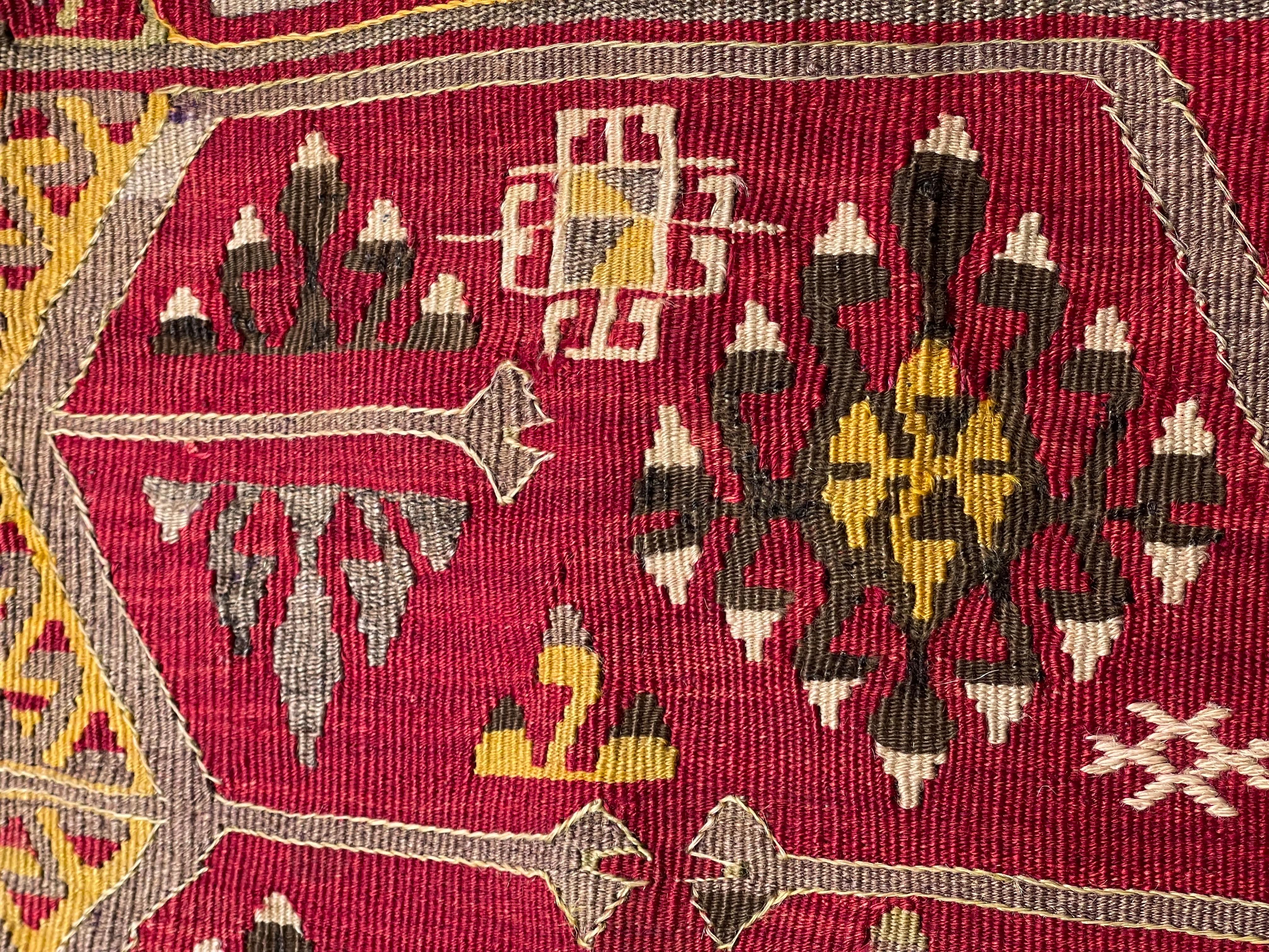 Funda de Cojín Kilim Vintage y Antiguo, Cojín Moderno Turco Yastik de Anatolia 4234 Tejido a mano en venta