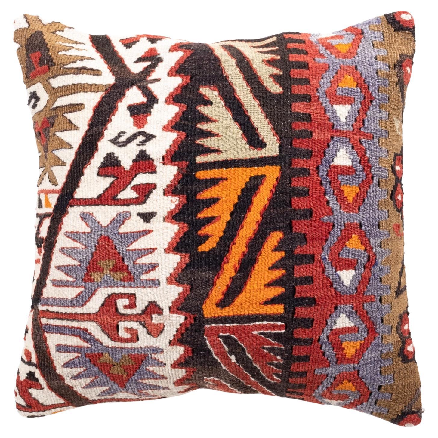 Vintage & Old Kilim Cushion Cover, Anatolian Yastik Turkish Modern Pillow 4304