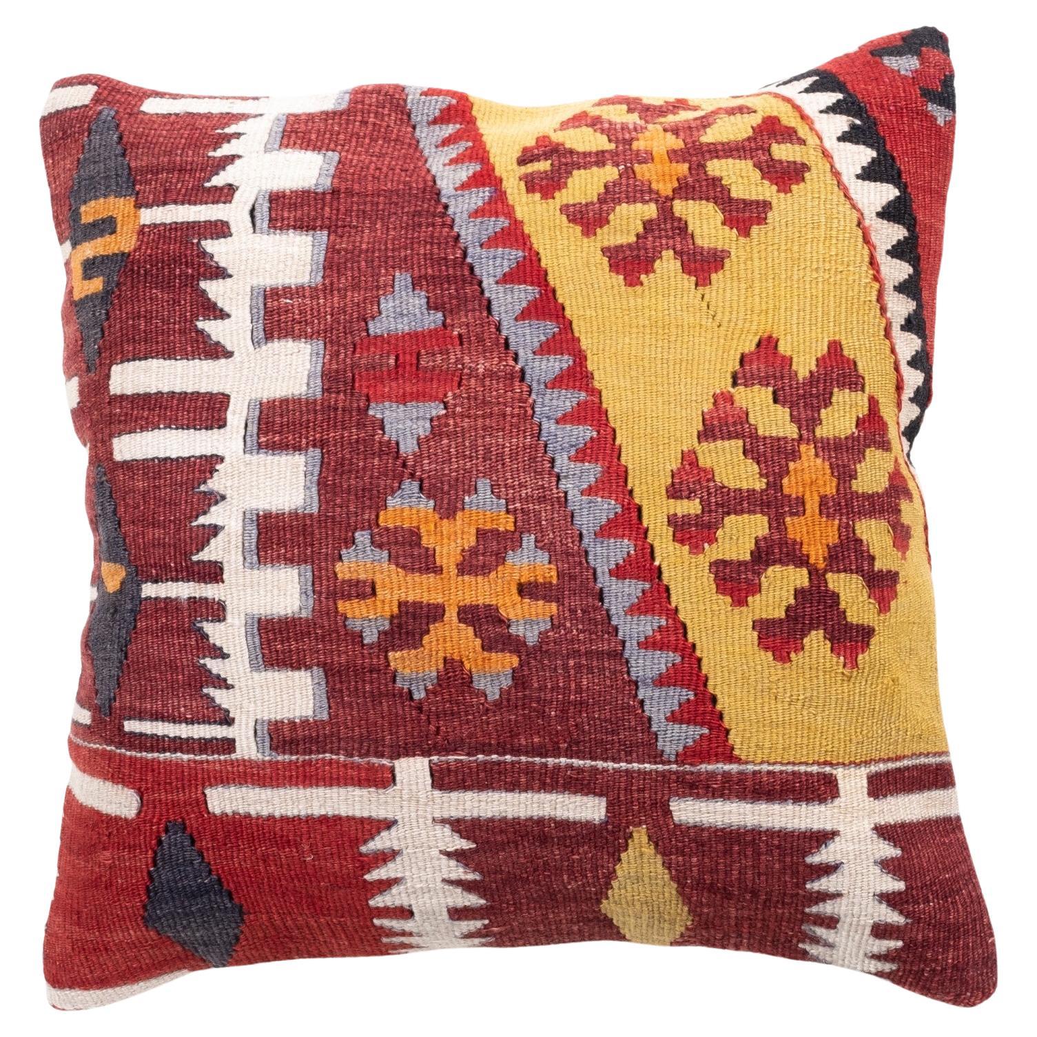 Coussin Kilim vintage et ancien, coussin moderne turc d'Anatolie Yastik 4305