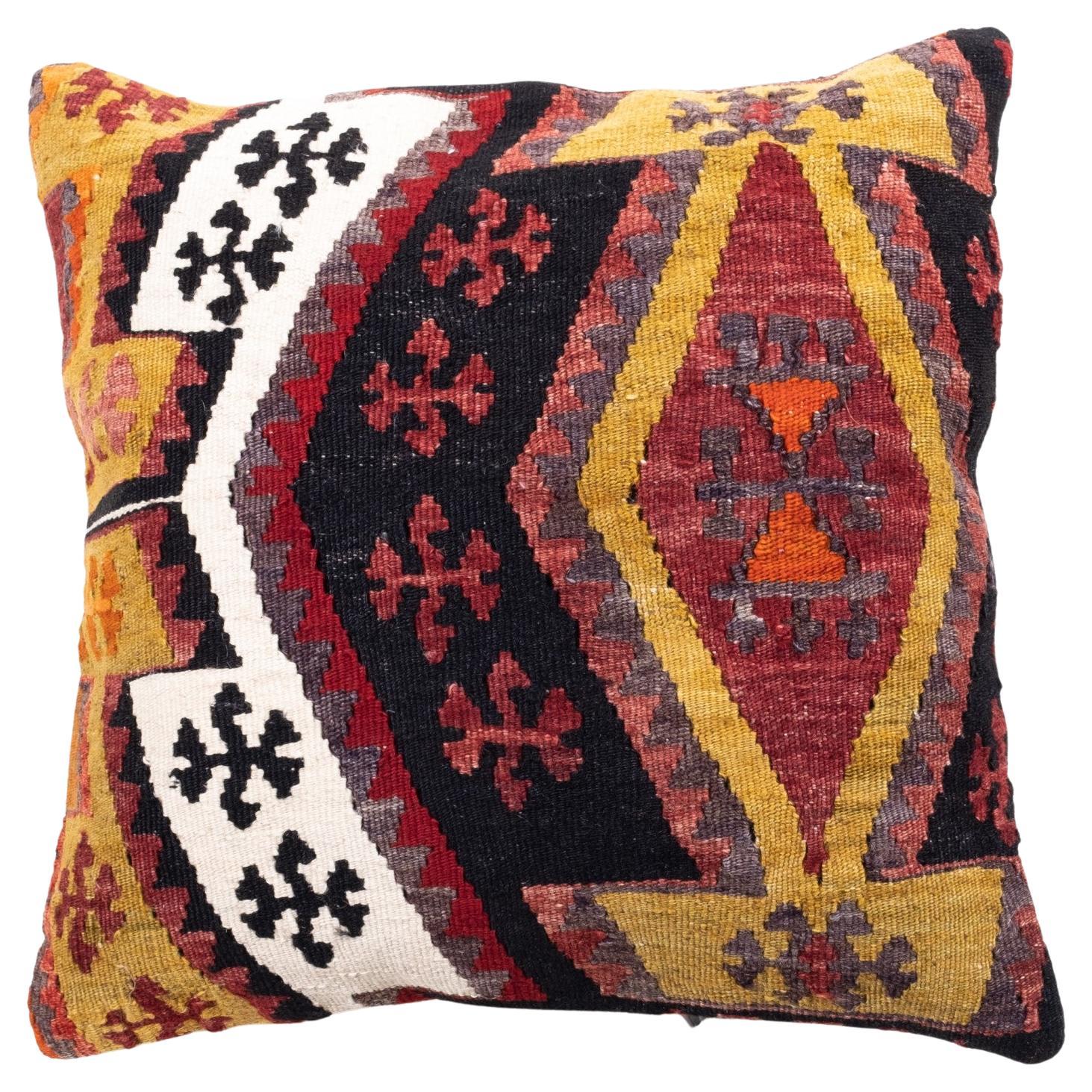Vintage & Old Kilim Cushion Cover, Anatolian Yastik Turkish Modern Pillow 4308 For Sale