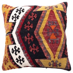 Vintage & Old Kilim Cushion Cover, Anatolian Yastik Turkish Modern Pillow 4308
