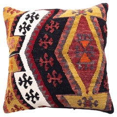 Vintage & Old Kilim Cushion Cover, Anatolian Yastik Turkish Modern Pillow 4308