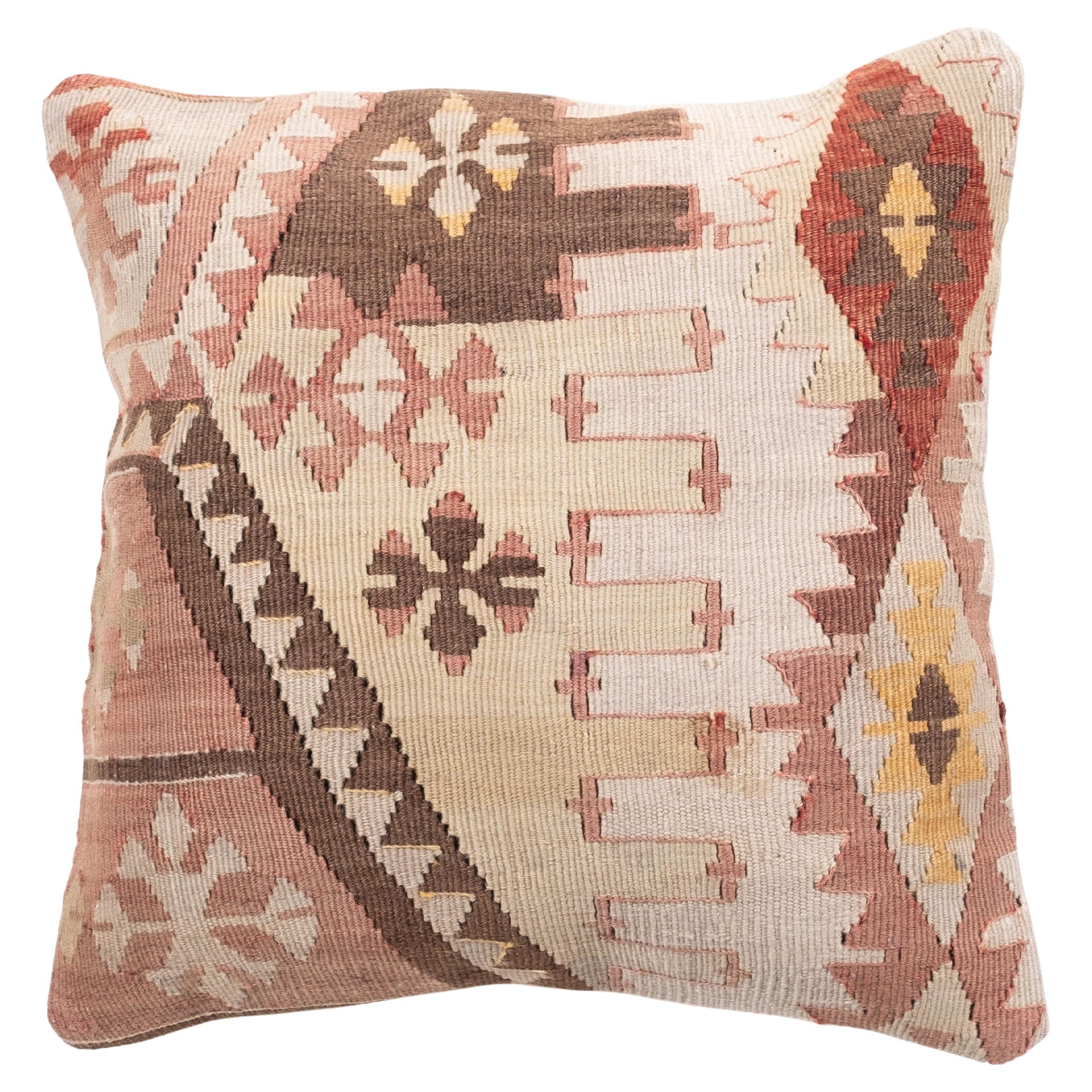Vintage & Old Kilim Cushion Cover, Anatolian Yastik Turkish Modern Pillow 4310