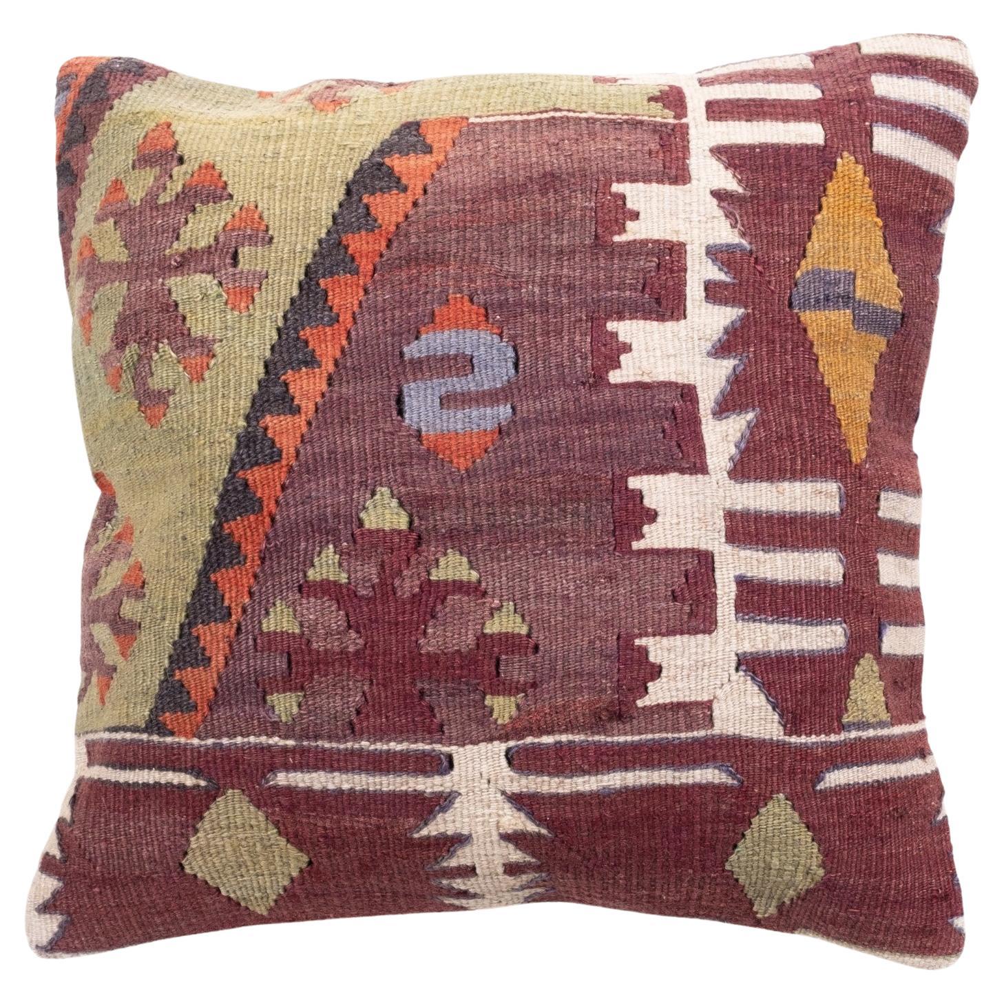 Vintage & Old Kilim Cushion Cover, Anatolian Yastik Turkish Modern Pillow 4321