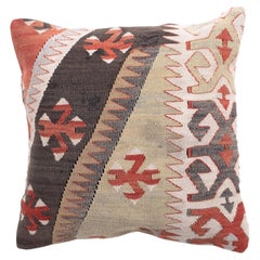 Vintage & Old Kilim Cushion Cover, Anatolian Yastik Turkish Modern Pillow 4324