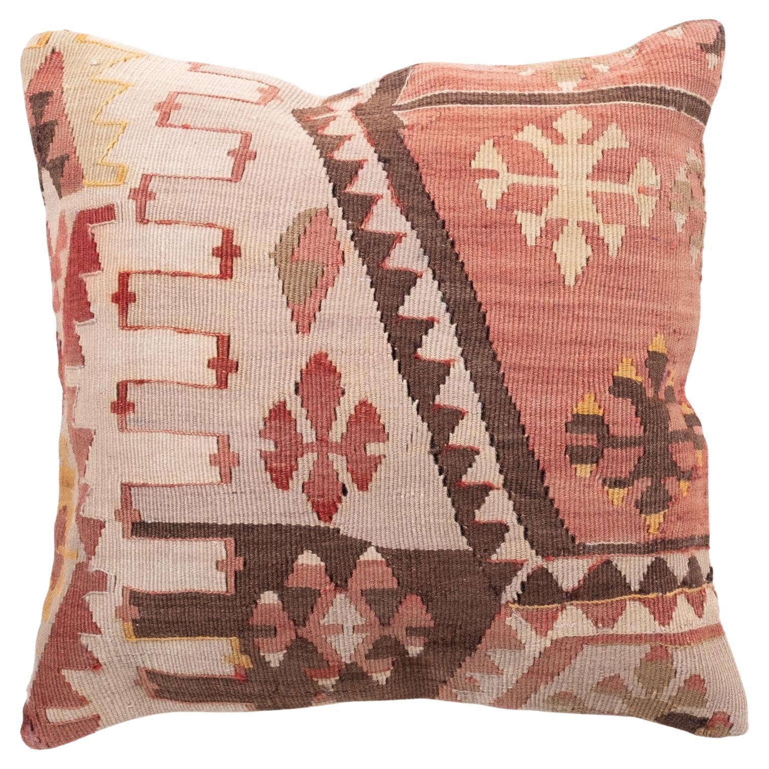 Vintage & Old Kilim Cushion Cover, Anatolian Yastik Turkish Modern Pillow 4337