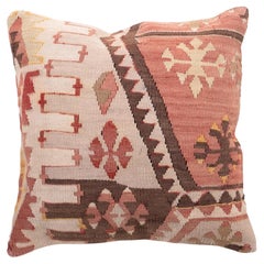 Vintage & Old Kilim Cushion Cover, Anatolian Yastik Turkish Modern Pillow 4337