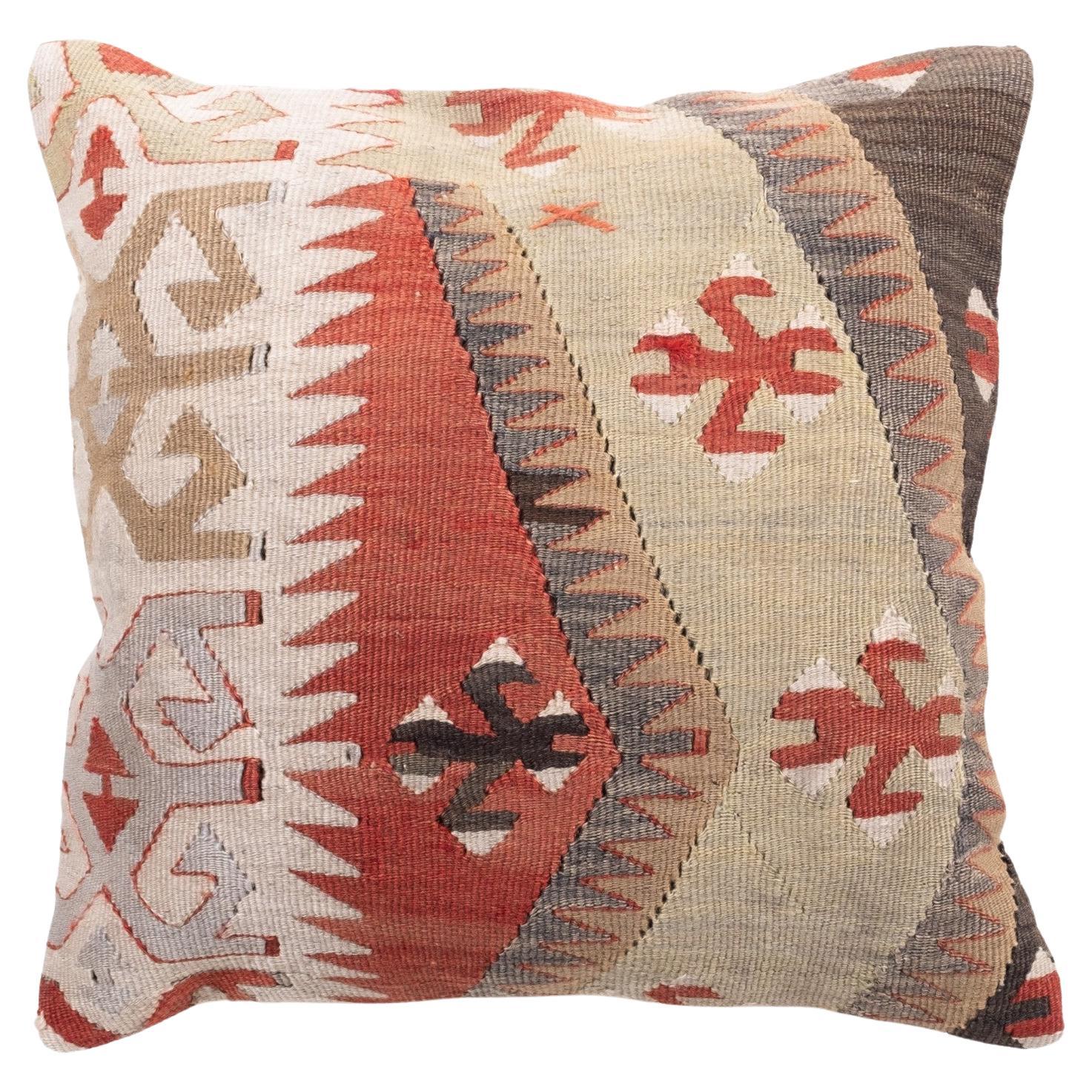 Vintage & Old Kilim Cushion Cover, Anatolian Yastik Turkish Modern Pillow 4341