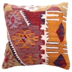 Vintage & Old Kilim Cushion Cover, Anatolian Yastik Turkish Modern Pillow 4343