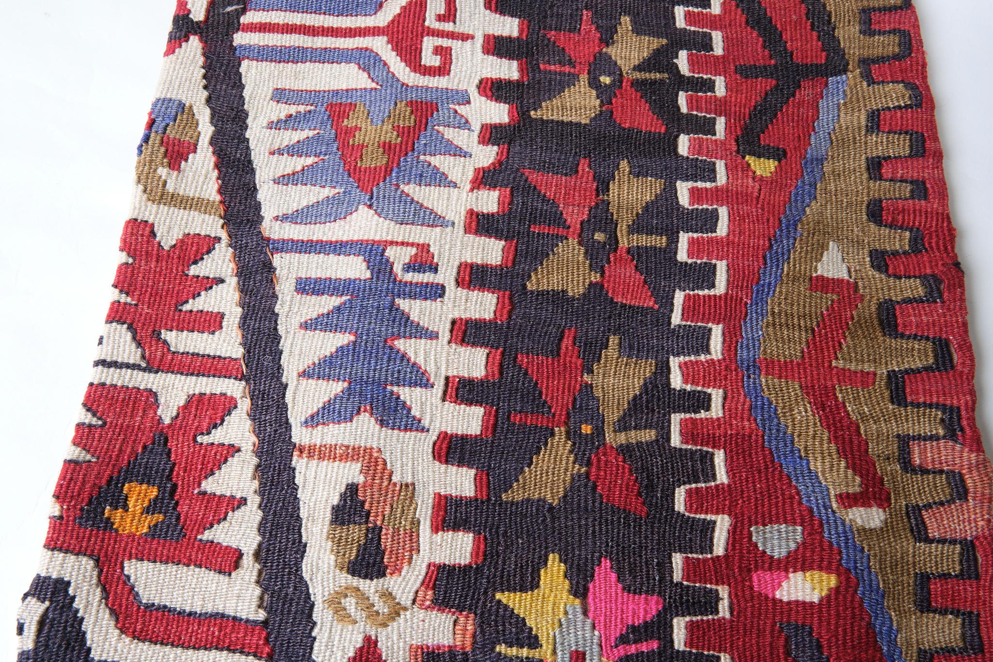 Vintage & Old Kilim Cushion Cover, Anatolian Yastik Turkish Modern Pillow 4347 In Good Condition For Sale In Tokyo, JP